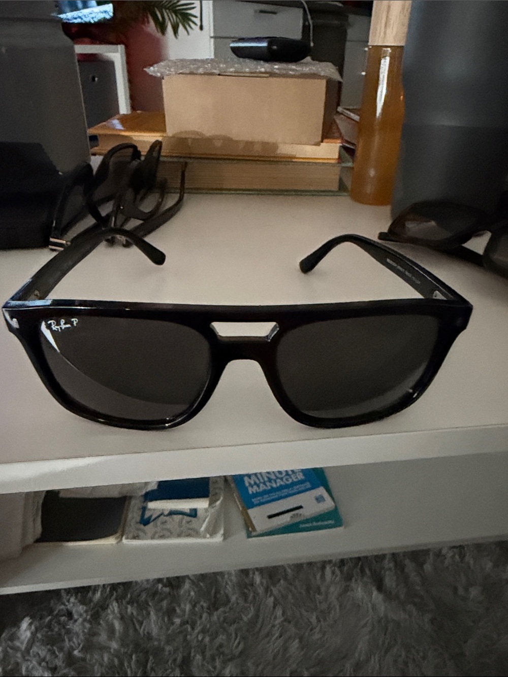 Ray-Ban Black Frame Gray Lens Sunglasses - Oversized Square